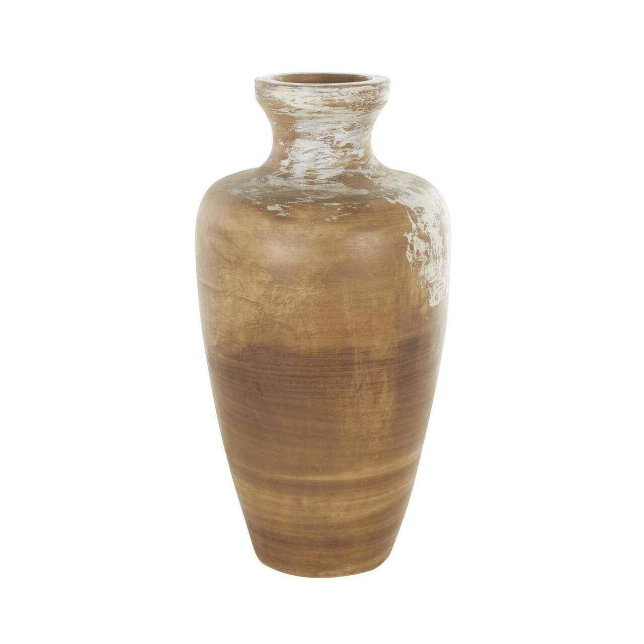 Brown Ceramic Antique Style Distressed Patina Vase